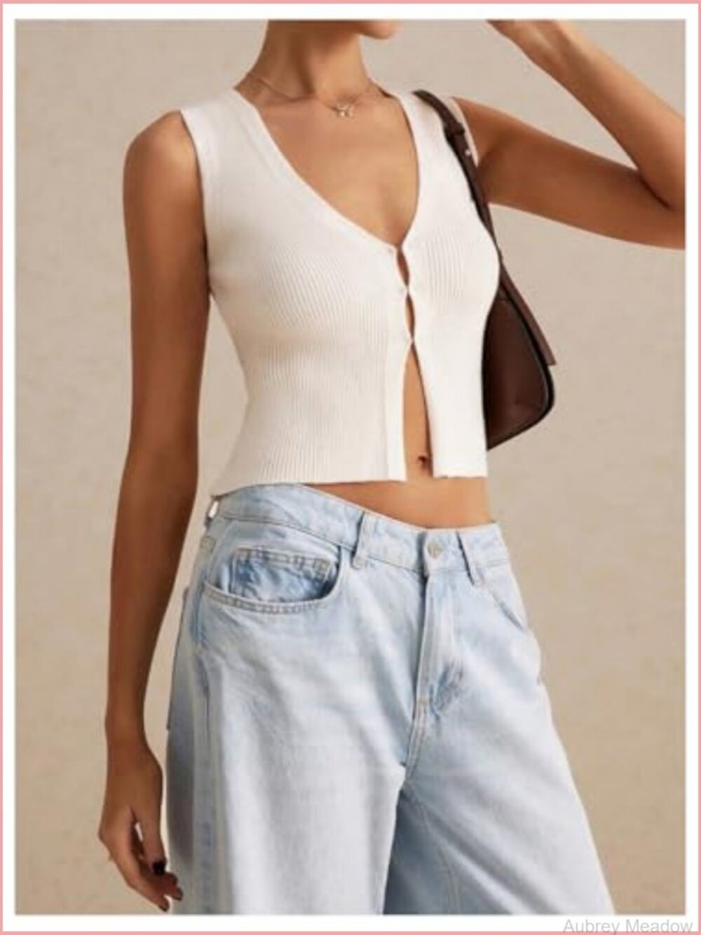 V Neck Sleeveless Button Down Sweater Vest Knit Top Lightweight - Picture 3 of 5